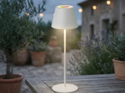 Outdoor Akku Tischlampe COSENZA Weiß ohne Kabel mit RGB, Höhe 38cm