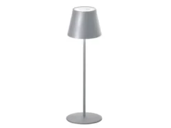 Outdoor Akku Tischlampe COSENZA Silber ohne Kabel mit RGB, Höhe 38cm