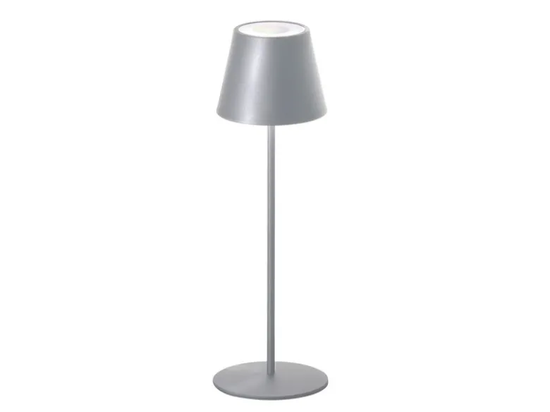 Outdoor Akku Tischlampe COSENZA Silber ohne Kabel mit RGB, Höhe 38cm