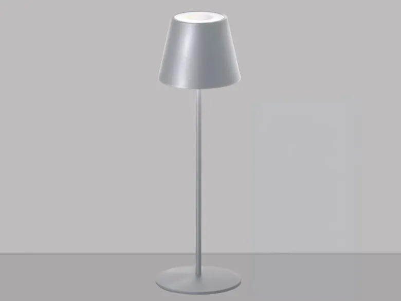 Outdoor Akku Tischlampe COSENZA Silber ohne Kabel mit RGB, Höhe 38cm