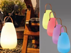 Outdoor Akku Tischlampe RUBY ohne Kabel mit RGB Farbwechsel, Höhe 20cm