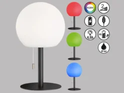 Outdoor Akku Tischlampe TRIVENTO ohne Kabel - dimmbar & RGB, H: 18cm