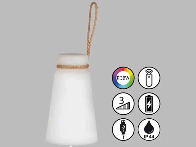 Outdoor Akku Tischleuchte BRUNO mit Fernbedienung dimmbar & RGB, Höhe 20cm