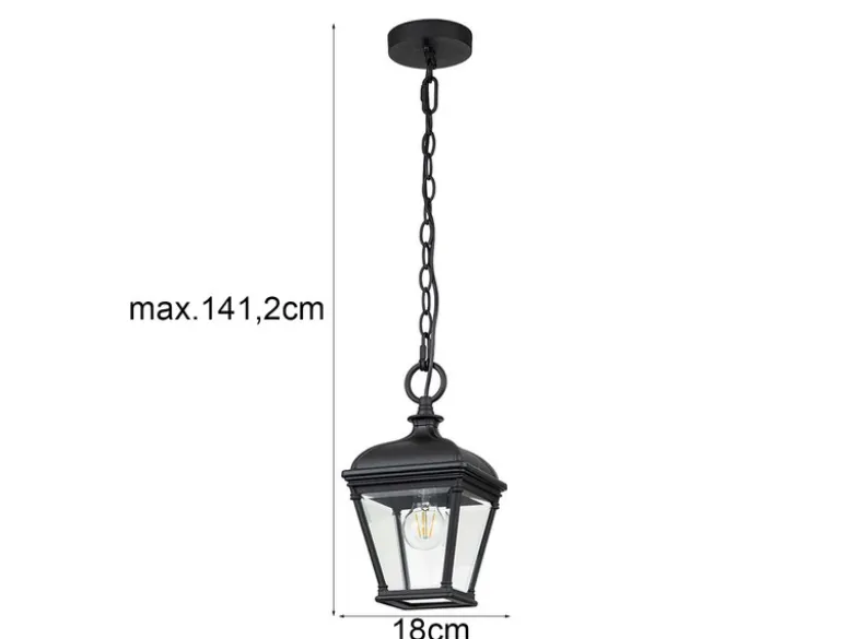 Outdoor Hängelampe BAYVIEW Kettenlaterne Landhausstil, max. Höhe 141cm