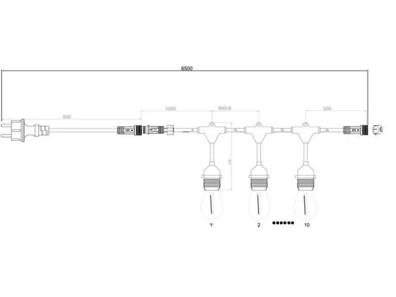 Outdoor Lichterkette CHAIN mit Netzstecker & 10 LEDs, Länge 6,5 Meter