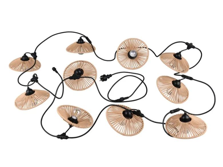 Outdoor Lichterkette CHAIN mit Stecker & 10 LEDs mit Boho Schirmen, 6,5 Meter