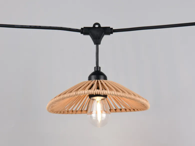Outdoor Lichterkette CHAIN mit Stecker & 10 LEDs mit Boho Schirmen, 6,5 Meter