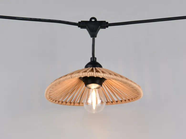 Outdoor Lichterkette CHAIN mit Stecker & 10 LEDs mit Boho Schirmen, 6,5 Meter