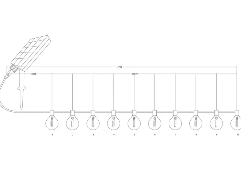 Outdoor Lichterkette MOOD mit 10 Schirmen Solar & USB aufladbar, Länge 5,7 Meter