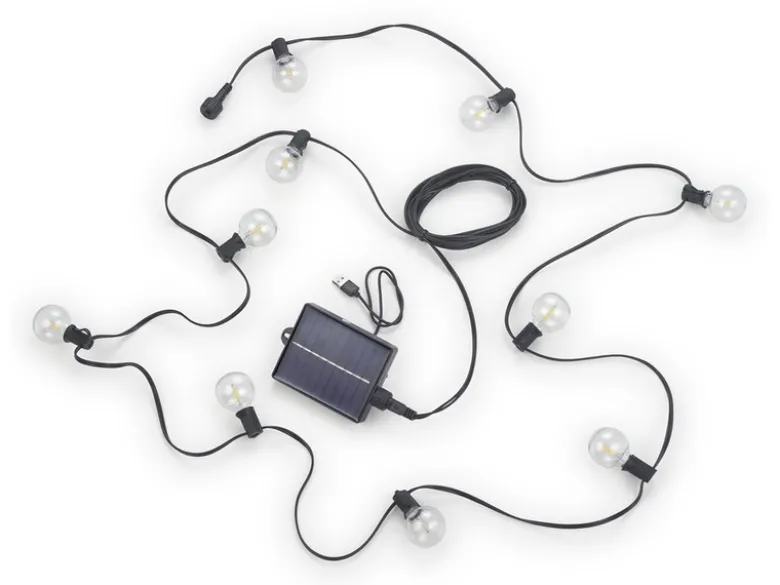 Outdoor Lichterkette MOOD mit Solar & USB aufladbar, Länge 5,7 Meter