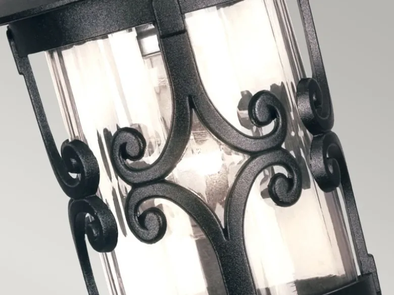 Outdoor Pendelleuchte HEREFORD aus Alu im Landhausstil, Schwarz Ø15cm