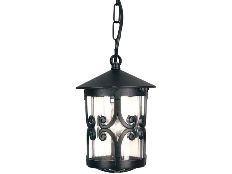 Outdoor Pendelleuchte HEREFORD aus Alu im Landhausstil, Schwarz Ø15cm