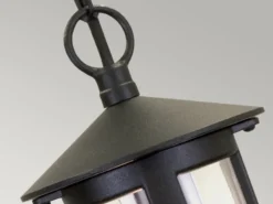 Outdoor Pendelleuchte HEREFORD aus Alu im Landhausstil, Schwarz Ø15cm