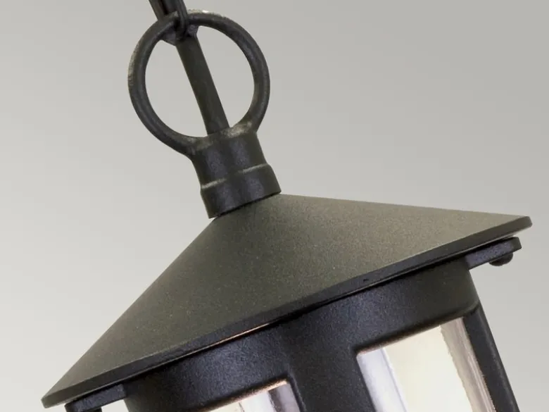 Outdoor Pendelleuchte HEREFORD aus Alu im Landhausstil, Schwarz Ø15cm