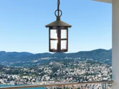 Outdoor Pendelleuchte HEREFORD aus Alu im Landhausstil, Schwarz Ø15cm