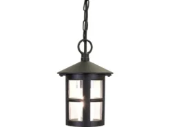 Outdoor Pendelleuchte HEREFORD aus Alu im Landhausstil, Schwarz Ø15cm
