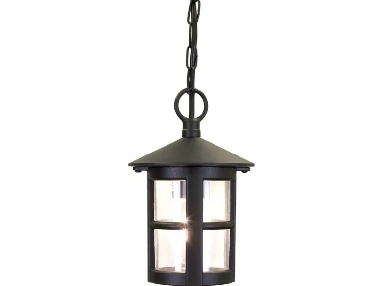Outdoor Pendelleuchte HEREFORD aus Alu im Landhausstil, Schwarz Ø15cm