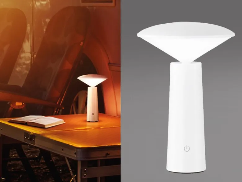 Outdoor Tischlampe PINTO Weiß Akku aufladbar per USB, Höhe 21cm