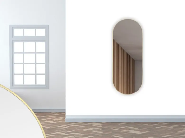 Ovaler Wandspiegel JOSEPHINE mit Metall Rahmen Gold 30x70cm