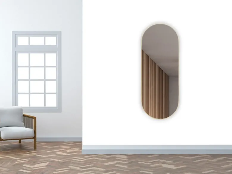Ovaler Wandspiegel JOSEPHINE mit Metall Rahmen Gold 30x70cm