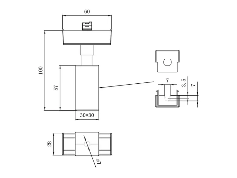 Pendel-Adapter Schwarz Höhe 10cm für Schienensystem DUOline