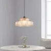 Pendelleuchte ABELLA einflammig, Glas Amber / Metall Schwarz, Ø 35cm