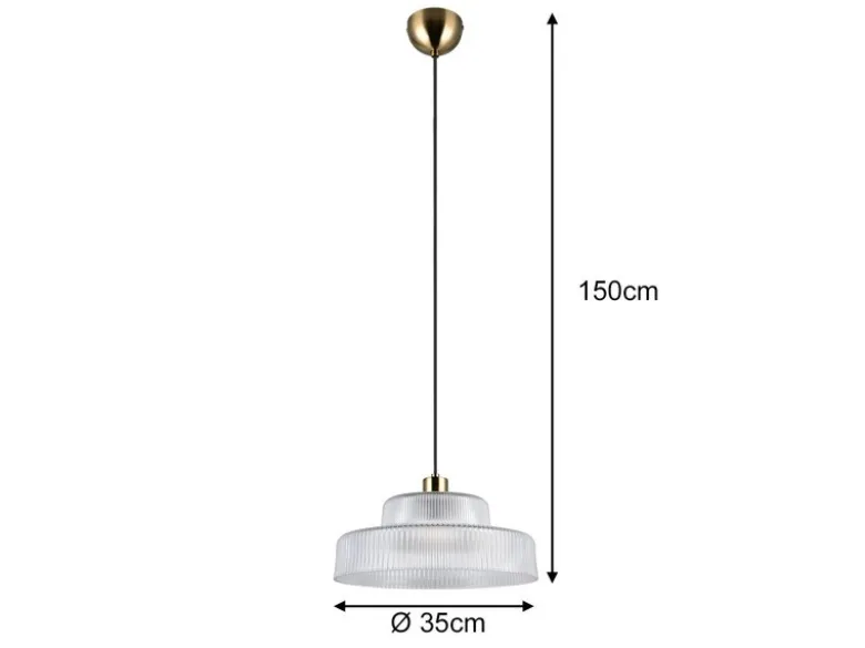 Pendelleuchte ABELLA einflammig, Glas transparent / Messing matt, Ø 35cm