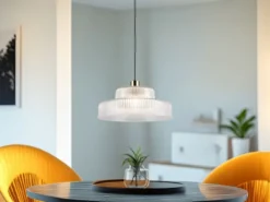 Pendelleuchte ABELLA einflammig, Glas transparent / Messing matt, Ø 35cm