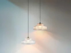 Pendelleuchte ABELLA einflammig, Glas transparent / Messing matt, Ø 35cm