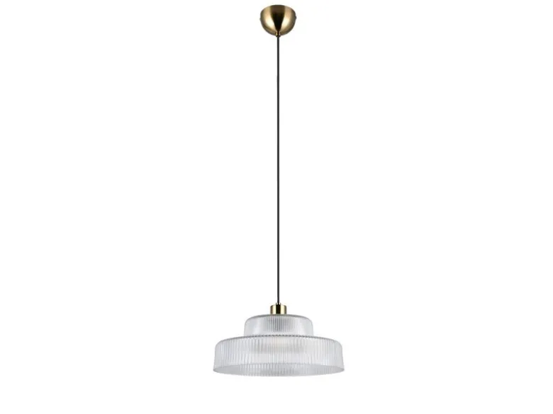 Pendelleuchte ABELLA einflammig, Glas transparent / Messing matt, Ø 35cm