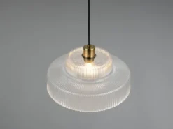 Pendelleuchte ABELLA einflammig, Glas transparent / Messing matt, Ø 35cm