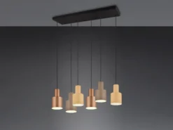 Pendelleuchte AGUDO 6-flammig Metall Coffee Töne, Breite 85cm
