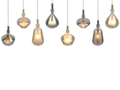 Pendelleuchte ALDEA 8-flammig mit Glas in Bernstein & Chrom verspiegelt, B:125cm