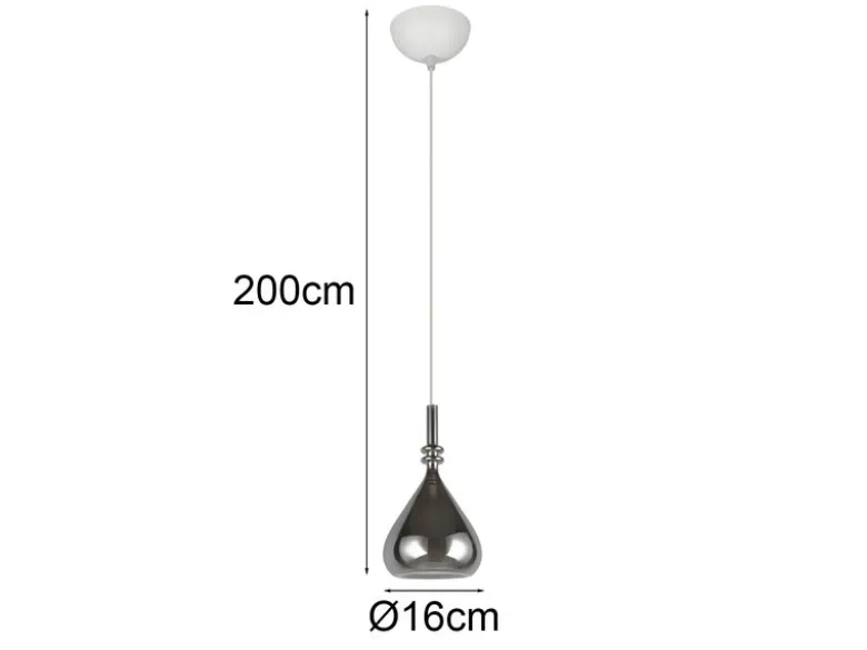 Pendelleuchte ALDEA klein 1-flammig mit Rauchglas Chrom verspiegelt, Ø 16cm