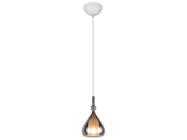 Pendelleuchte ALDEA klein 1-flammig mit Rauchglas Chrom verspiegelt, Ø 16cm