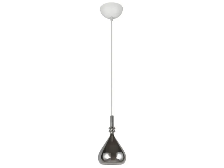 Pendelleuchte ALDEA klein 1-flammig mit Rauchglas Chrom verspiegelt, Ø 16cm