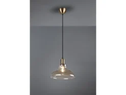 Pendelleuchte ALDO 1-flammig Altmessing Glaslampenschirm in Rauchfarbig, Ø 28cm