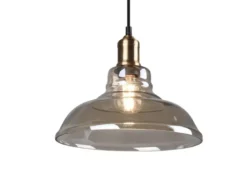 Pendelleuchte ALDO 1-flammig Altmessing Glaslampenschirm in Rauchfarbig, Ø 28cm