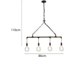 Pendelleuchte AMARCORD 4-flammig Wasserrohr Optik in Grau antik, Breite 86cm