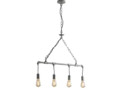 Pendelleuchte AMARCORD 4-flammig Wasserrohr Optik in Grau antik, Breite 86cm