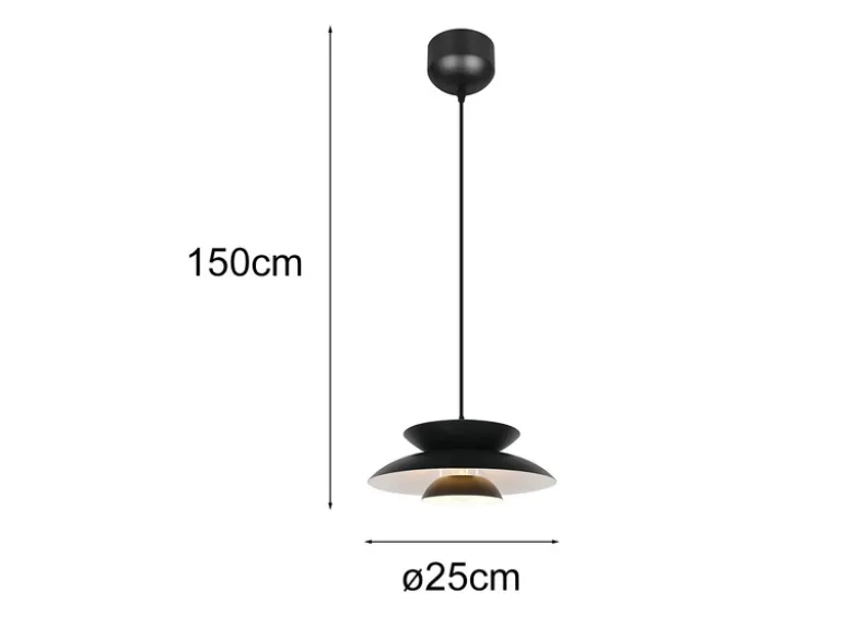 Pendelleuchte AMARILA skandinavisch mit Metall Lampenschirm Schwarz Ø 40cm
