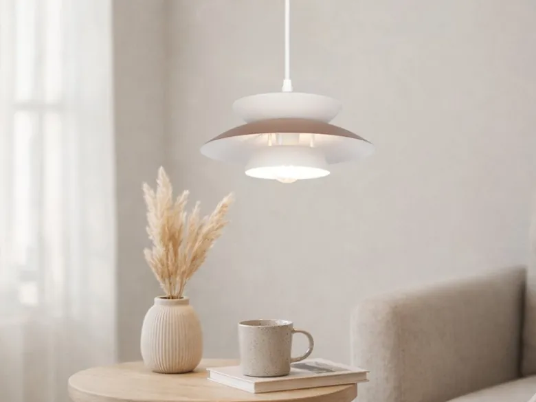 Pendelleuchte AMARILA skandinavisch mit Metall Lampenschirm Grau Braun Ø 25cm