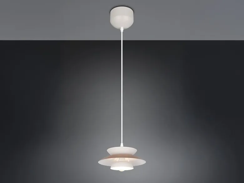 Pendelleuchte AMARILA skandinavisch mit Metall Lampenschirm Grau Braun Ø 25cm