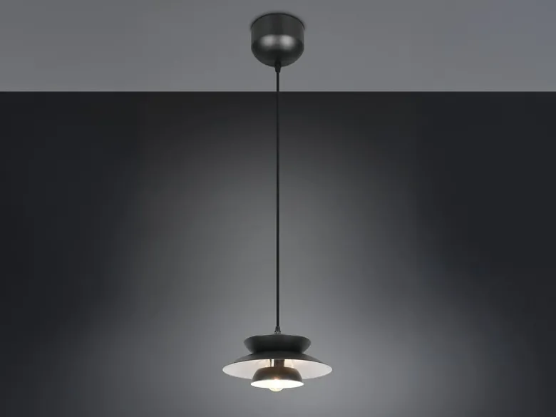 Pendelleuchte AMARILA skandinavisch mit Metall Lampenschirm Schwarz Ø 25cm
