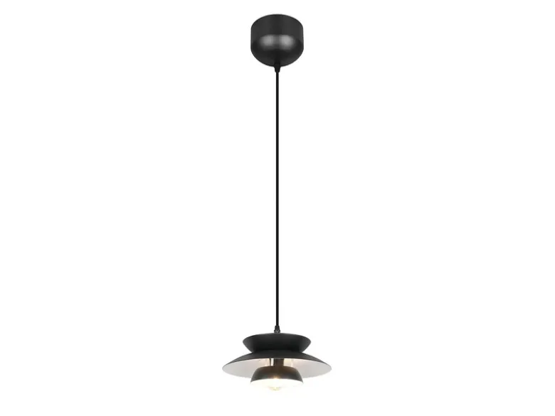 Pendelleuchte AMARILA skandinavisch mit Metall Lampenschirm Schwarz Ø 25cm