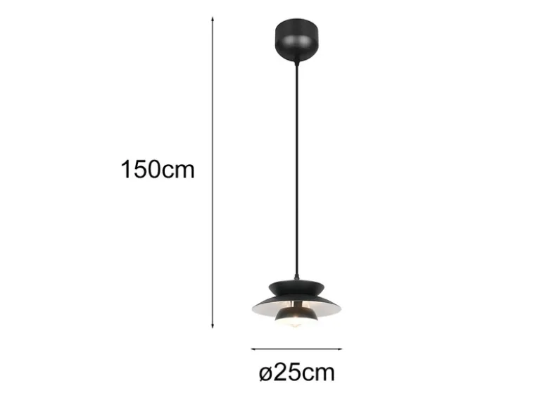Pendelleuchte AMARILA skandinavisch mit Metall Lampenschirm Schwarz Ø 25cm
