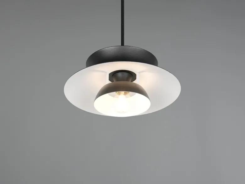 Pendelleuchte AMARILA skandinavisch mit Metall Lampenschirm Schwarz Ø 25cm
