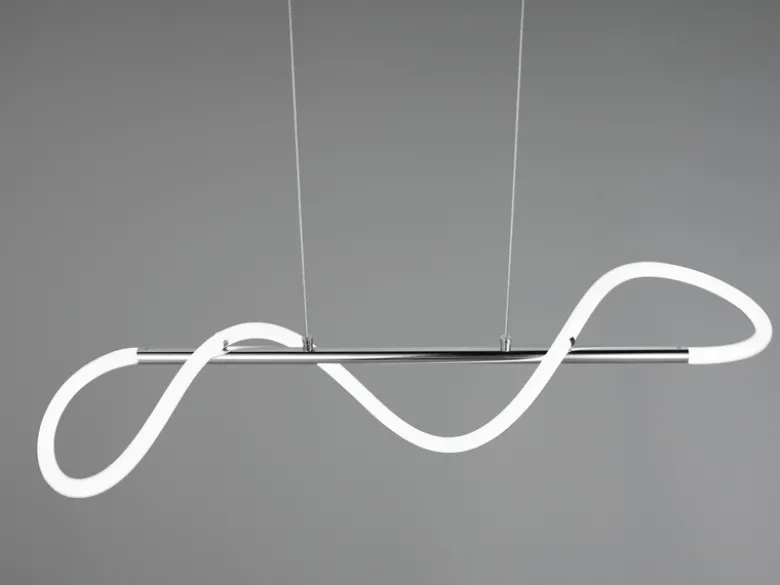 Pendelleuchte ARGOS Silber LED Schlauch Weiß, 3 Stufen Dimmer, Breite 105cm