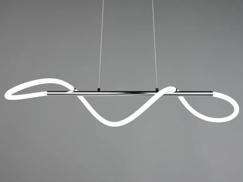 Pendelleuchte ARGOS Silber LED Schlauch Weiß, 3 Stufen Dimmer, Breite 105cm