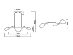 Pendelleuchte ARGOS Silber LED Schlauch Weiß, 3 Stufen Dimmer, Breite 105cm
